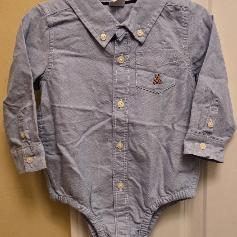 GAP Boys Light Blue Oxford Button Down Shirt for 12-18 Months Preppy